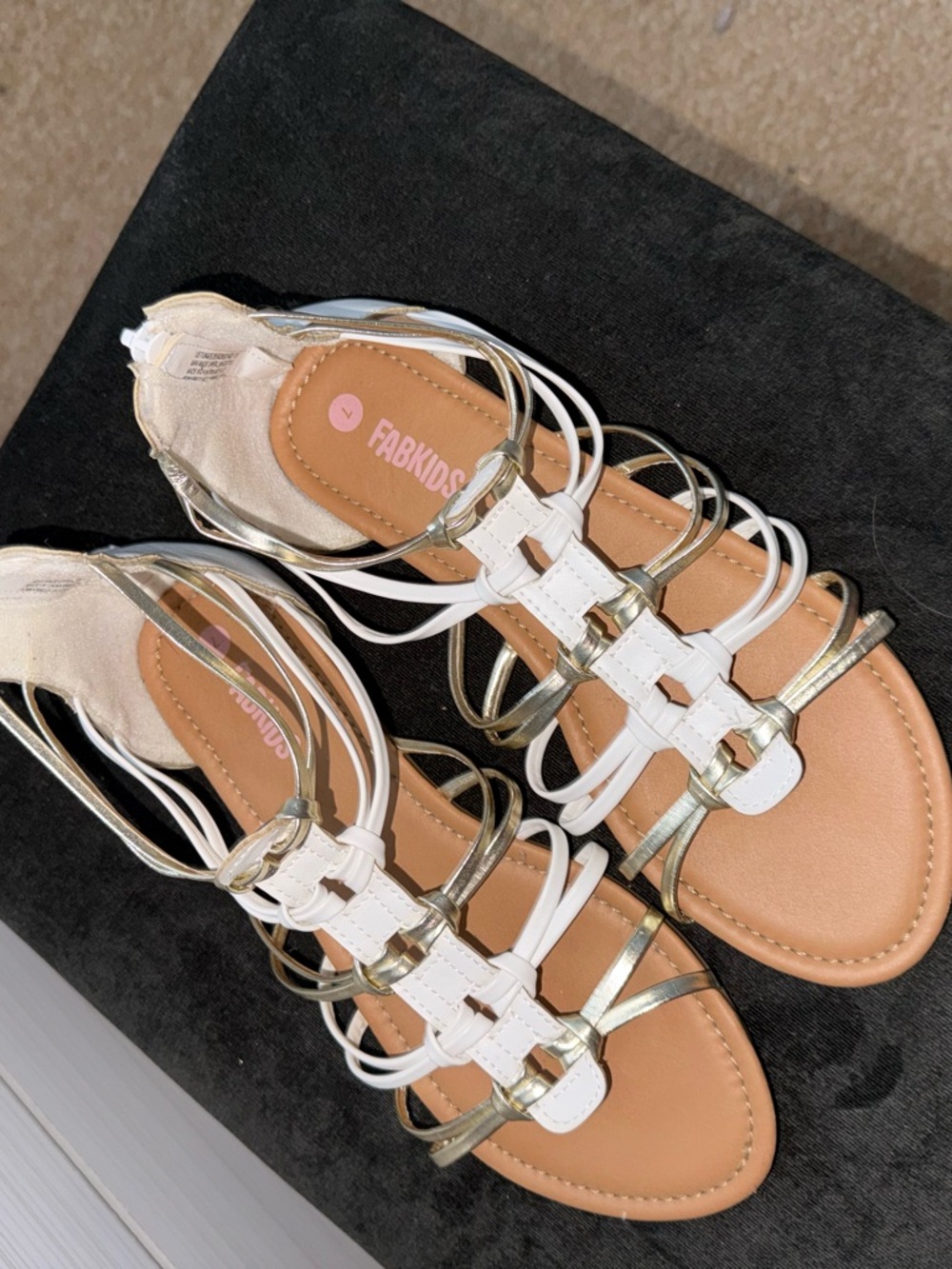 fabkids White and Gold Multi-Strap Women's Sandals
